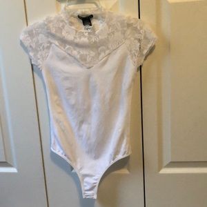 White and Floral Lacy Bodsuit